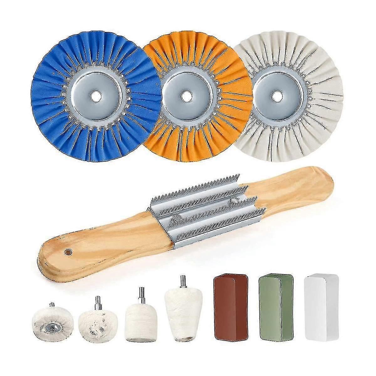 11 Pcs Airway Buffing Wheel Kit 8 polegadas roda de polimento para Drill Buffing Wheel Polisher Kit para Ang