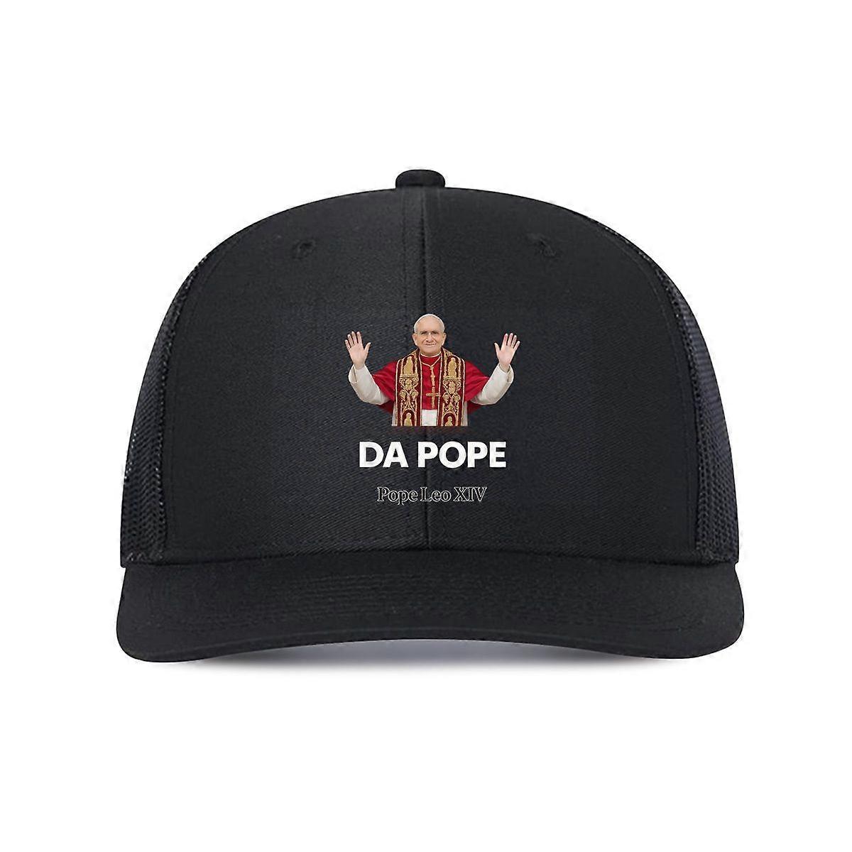 DA POPE Pope Leo XIV Trucker Hat  Black Mesh Snapback Cap  Catholic Humor Gift for Men