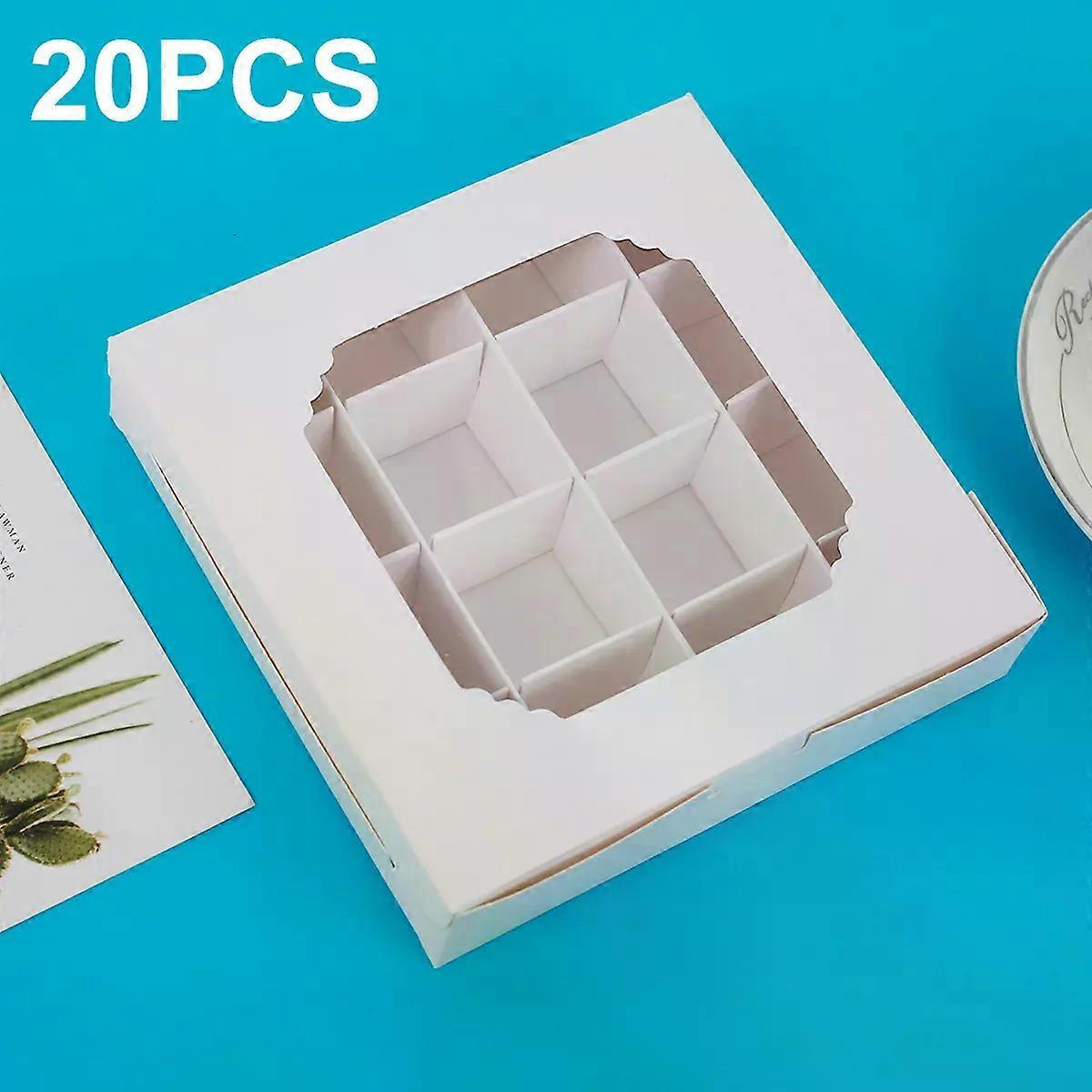 20pcs Empty White Pick and Mix Sweet Boxes with Inserts Clear Window and Divider for Chocolate Sweet Assortment 16-Compartments