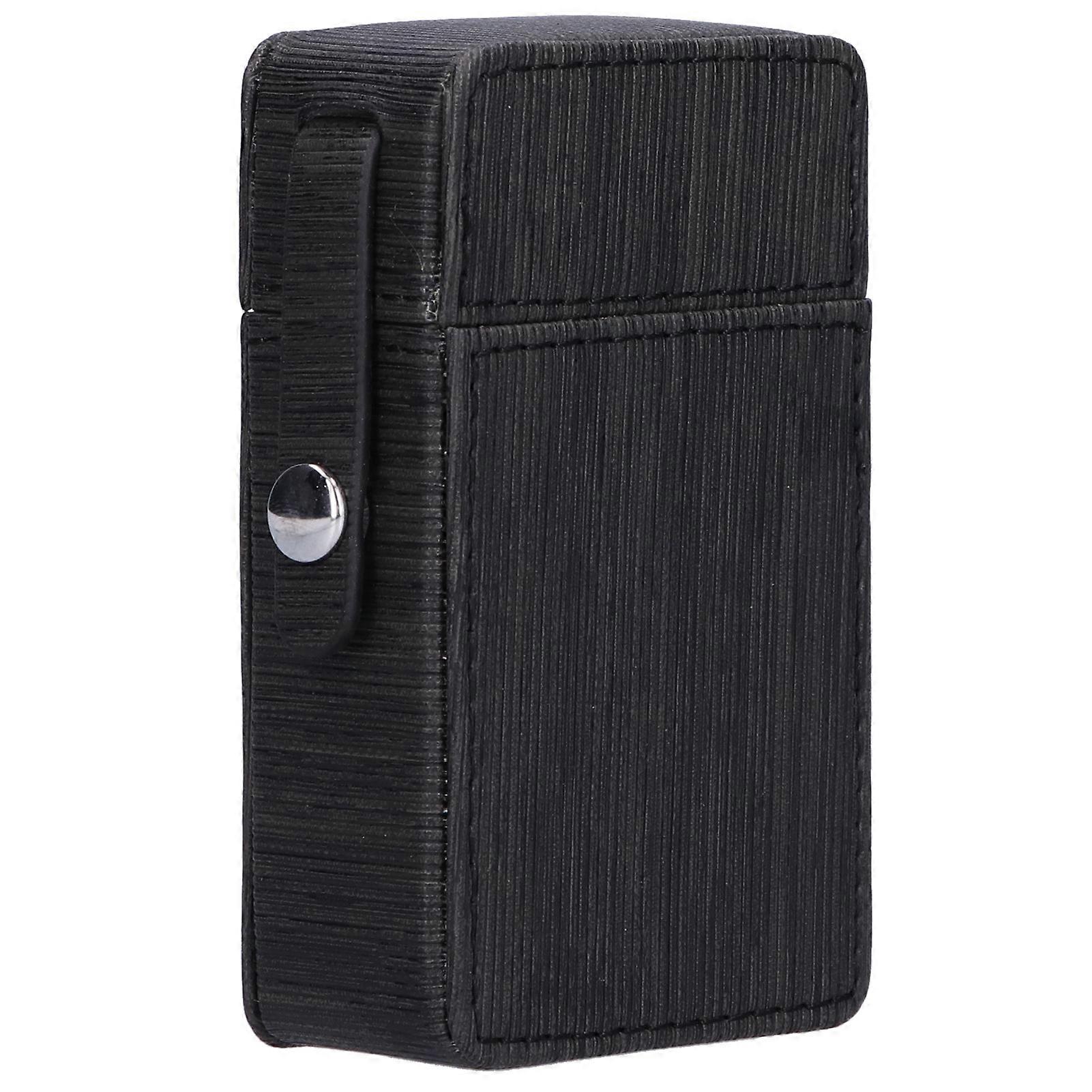 Lighter Cigarette Case Portable Striped PU Leather Cigarette Storage Pouch Organizer