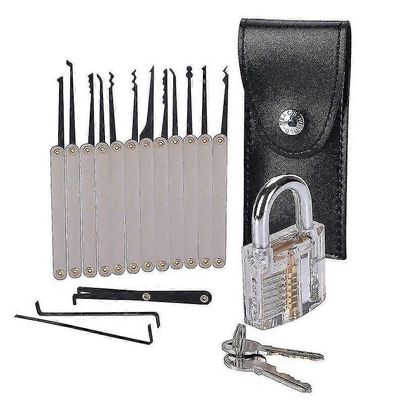 Lebanghui 15pcs Lock Padlock Picking Kit Tools Transparent Key Extractor Lock Pick Set