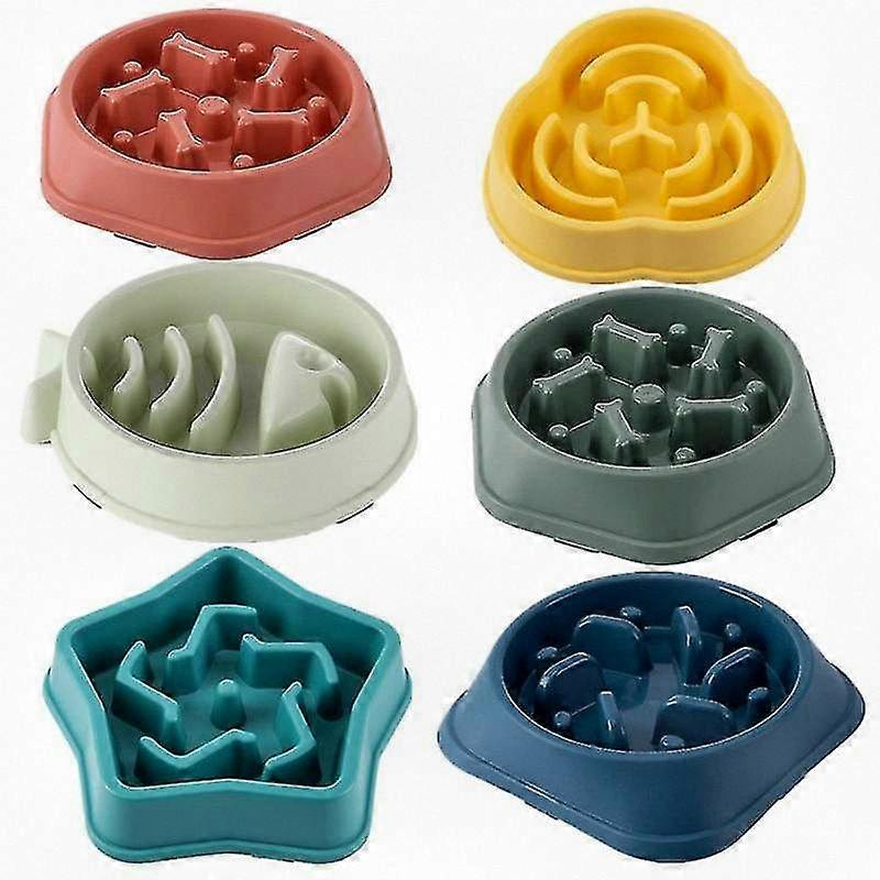 Pet Slow Feeder Bowl for Cats and Dogs, Healthy Round Design, Anti-Choking Thickened Non-Slip Base, Multiple Colors and Shapes