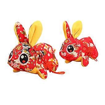 2Pcs Stuffed Animals Bunny Doll with Chinese Knots Chinese New Year Rabbit Plush