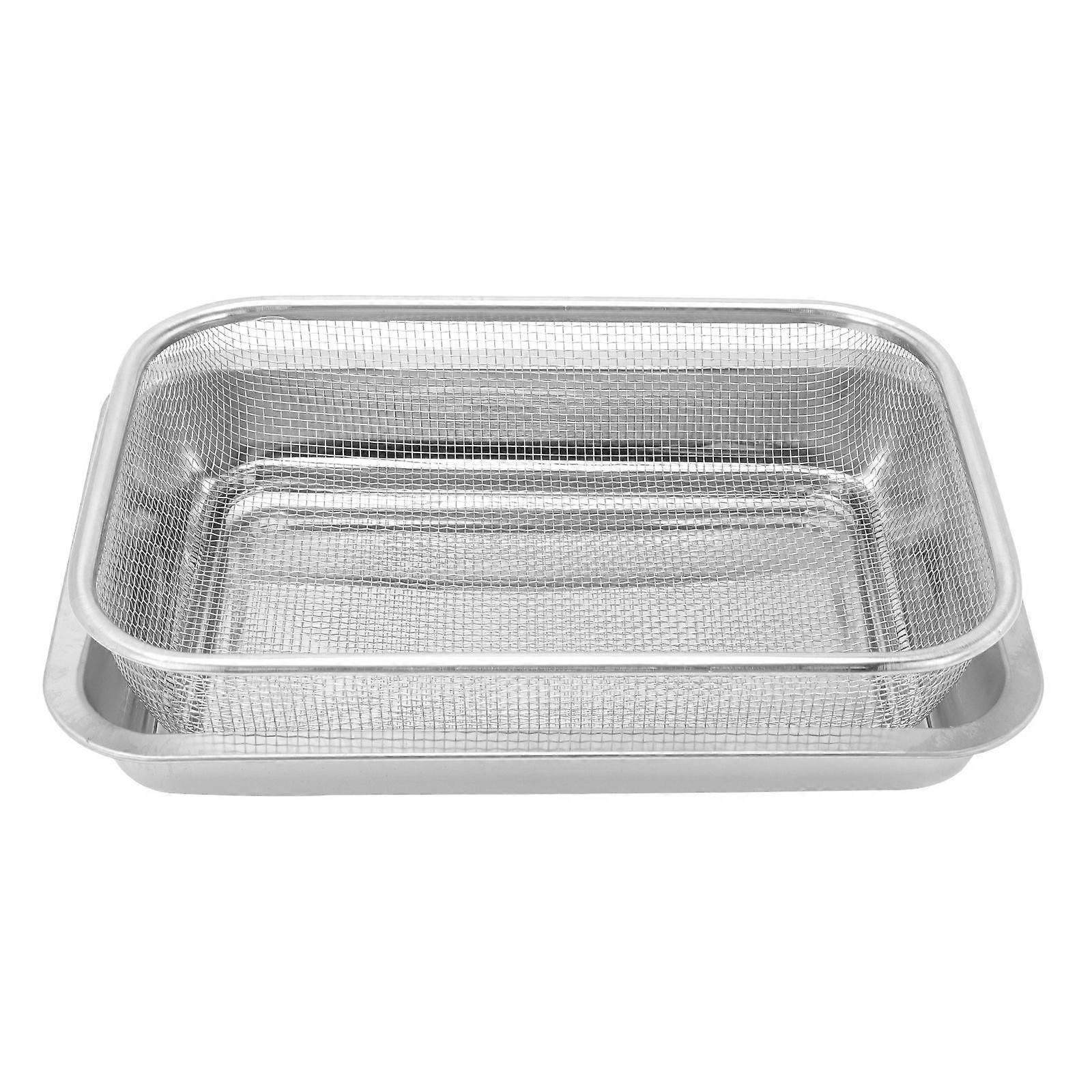1Set Stainless Steel Oil Spill Net Rectangular Oil Spill Rack Oil Drain Tool