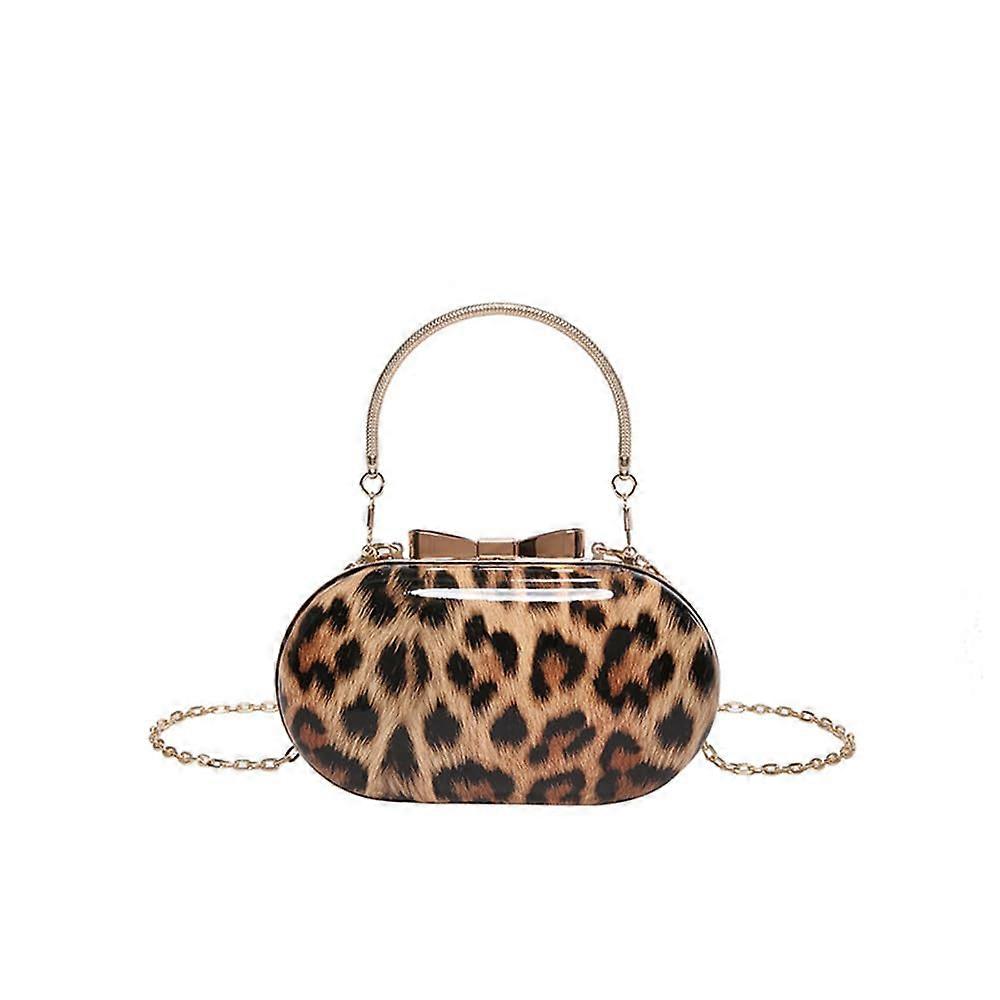 Small Leopard Print Clutch Evening Tote Bag, Cheetah Print Handbag with Chain, Top Handle Animal Print Satchel