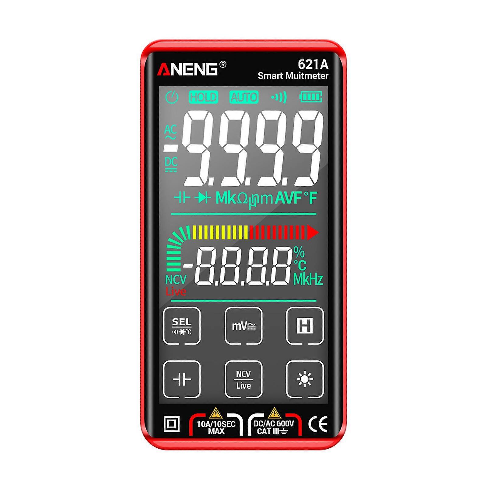 Digital Multimeter 9999 Counts TRMS Auto-Ranging Color LCD Screen Voltmeter Fast Accurately Measures Voltage Current  Red