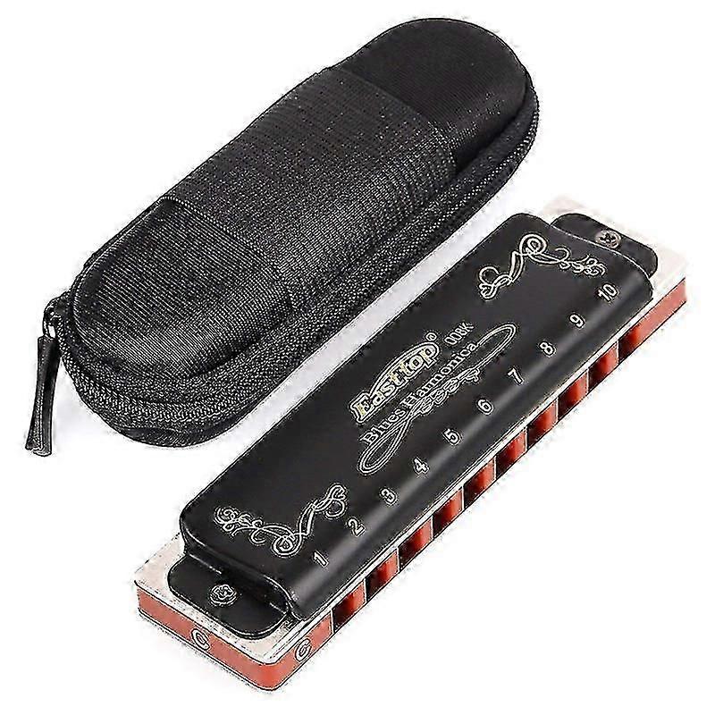 10 Hole 20 Tone C Diatonic Harmonica With Black Case, Blues Harmonica For Adults Beginner, Students And Children, As A Best Gift