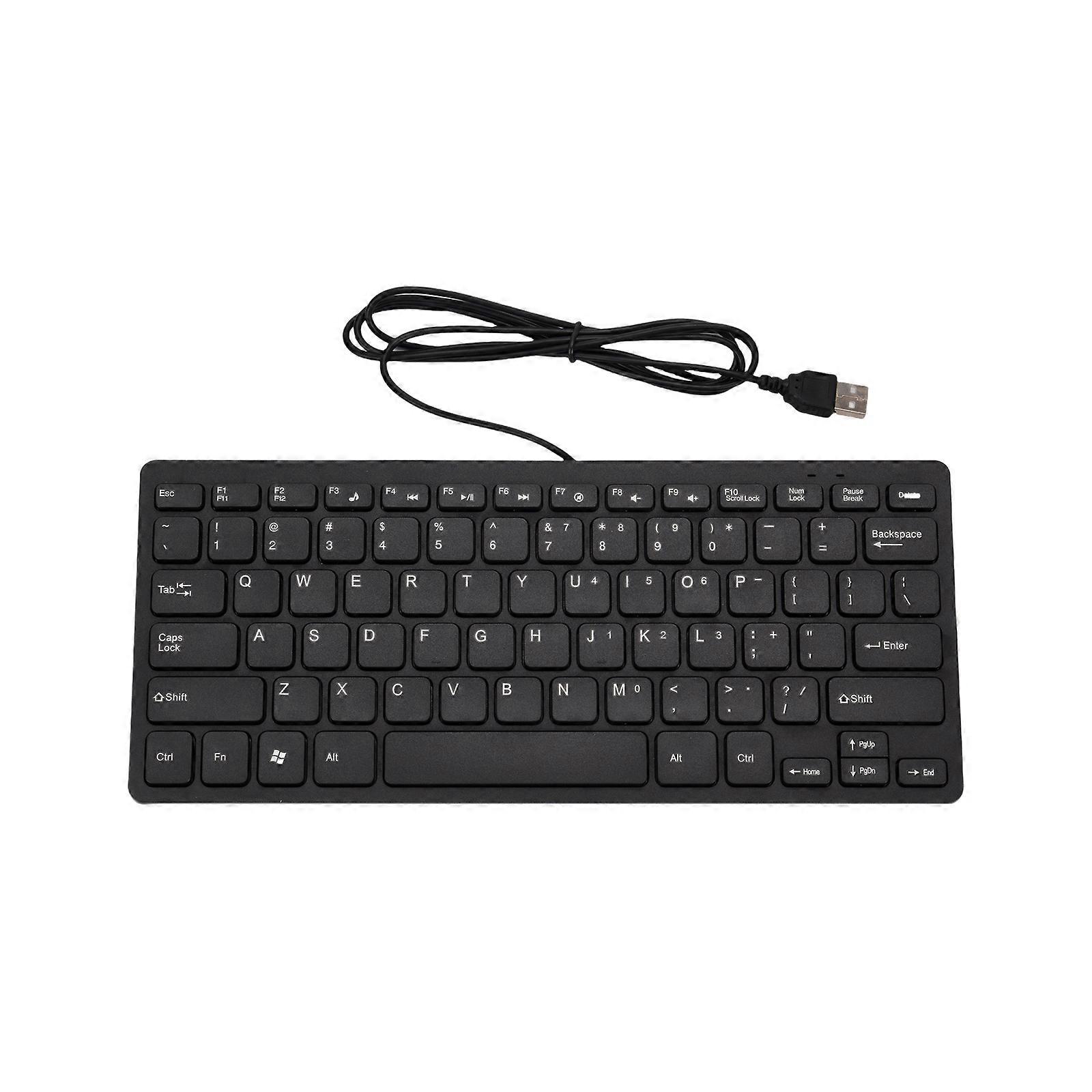 72 Key USB Corded Computer Keyboard Mini Size Quiet Keys For Office Home Gaming Durability and Lightweighted  Black