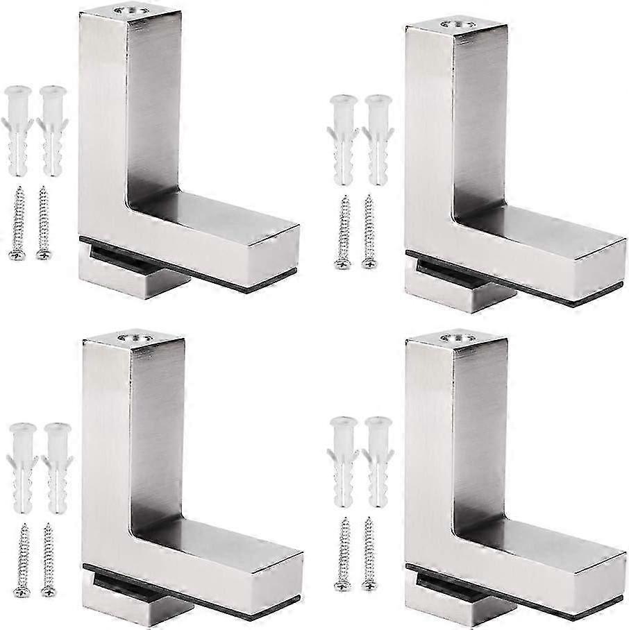 2025 Stylish Glass Shelf Mounts, Quality Longevity Adjustable Wood Glass Shelf Bracket, Disassemblable Design for Hassle-Free Installation (4PCS)