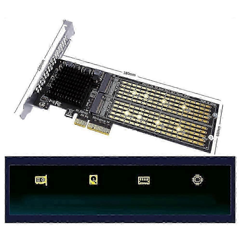 Dual NVMe PCIe Adapter for M.2 NVMe SSD to PCI-E X8/X16 Card, Compatible with M Key NVMe SSDs