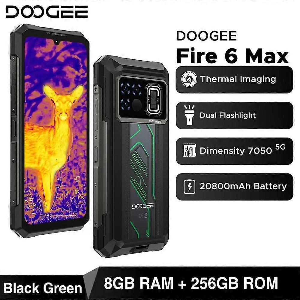 DOOGEE Fire 6 Max 5G Rugged Smartphone with Thermal Image Camera 20G 256G Green