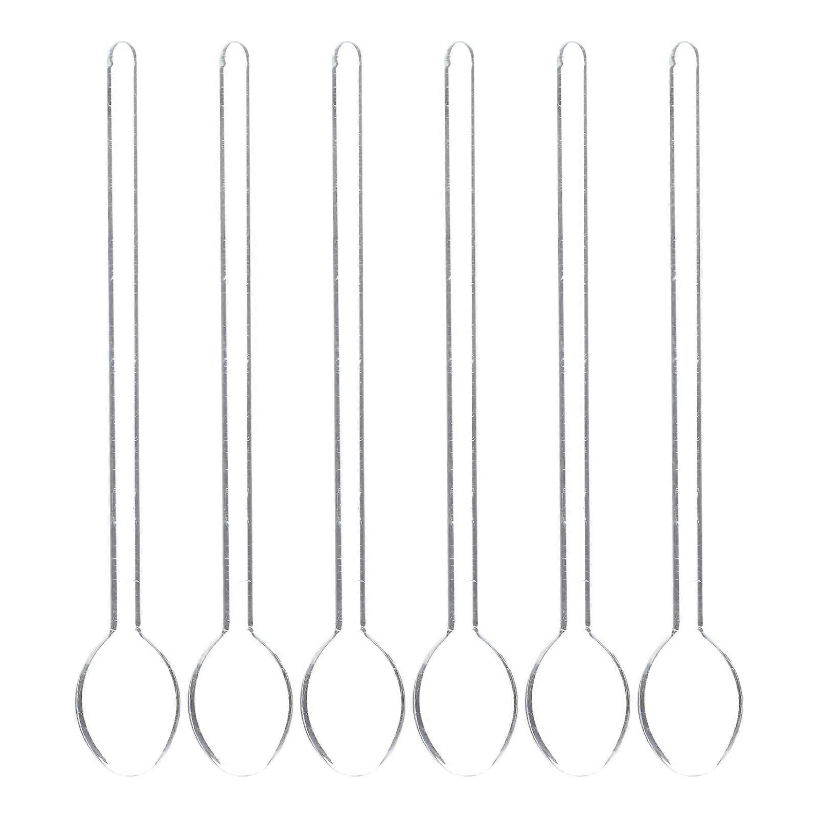 6pcs Long Handle Heat Resistant Glass Mixing Spoons for Coffee, Desserts, and Cocktails – Ergonomic Design, Smooth Surface Kitchen Gadgets for Home