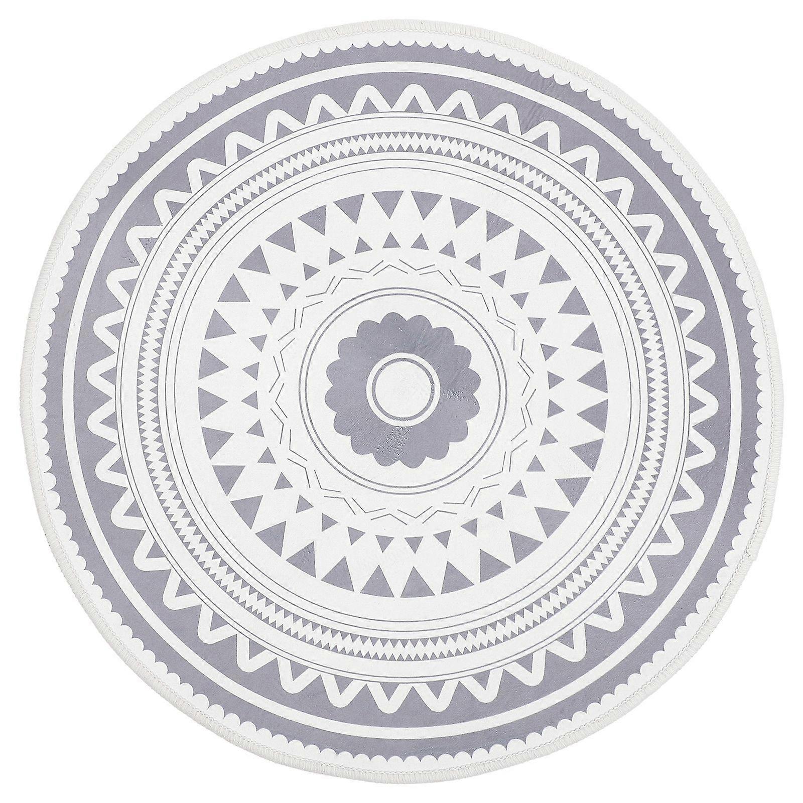 Nordic Round Floor Mats Nonslip Wearproof Fast Drying Ground Mats for Bathroom Livingroom (Dark Grey Triangular Pattern Circle)