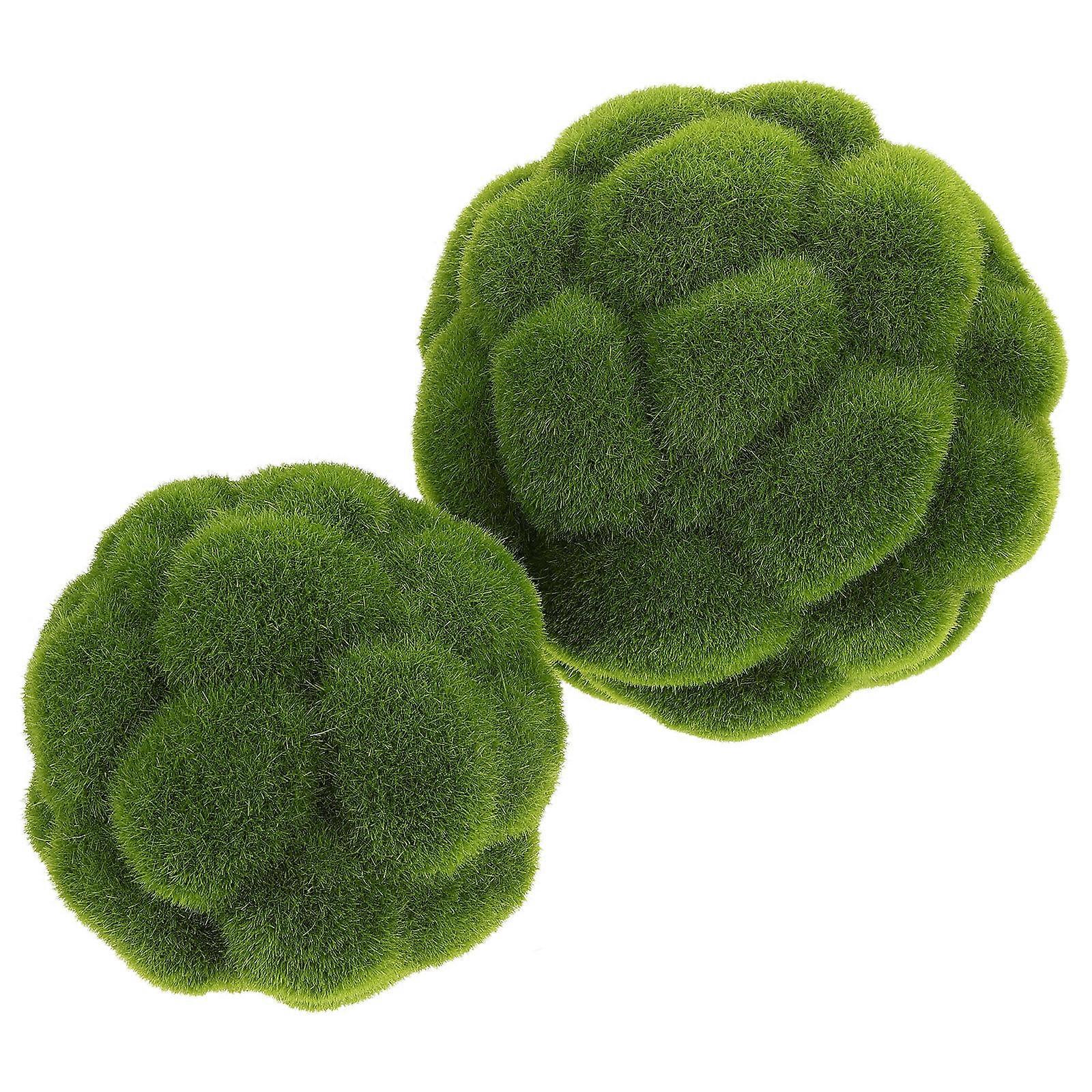 2pcs Lifelike Mossy Ball Topiary Ornaments Fade Resistant Artificial Plants Realistic Garden Sphere Decor for Indoor Home Craft Projects