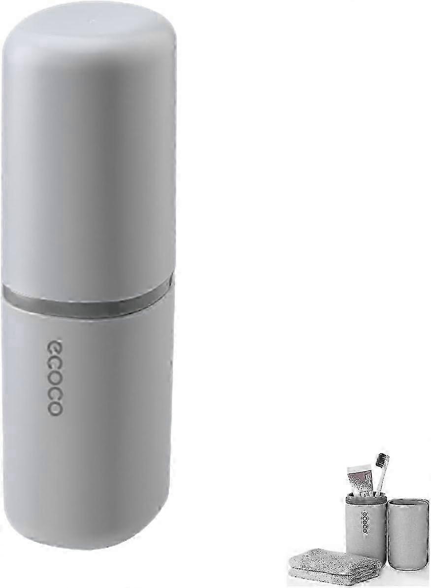 Portable Travel Toothbrush Holder with Toothpaste Case, Dustproof & Antibacterial (Grey)