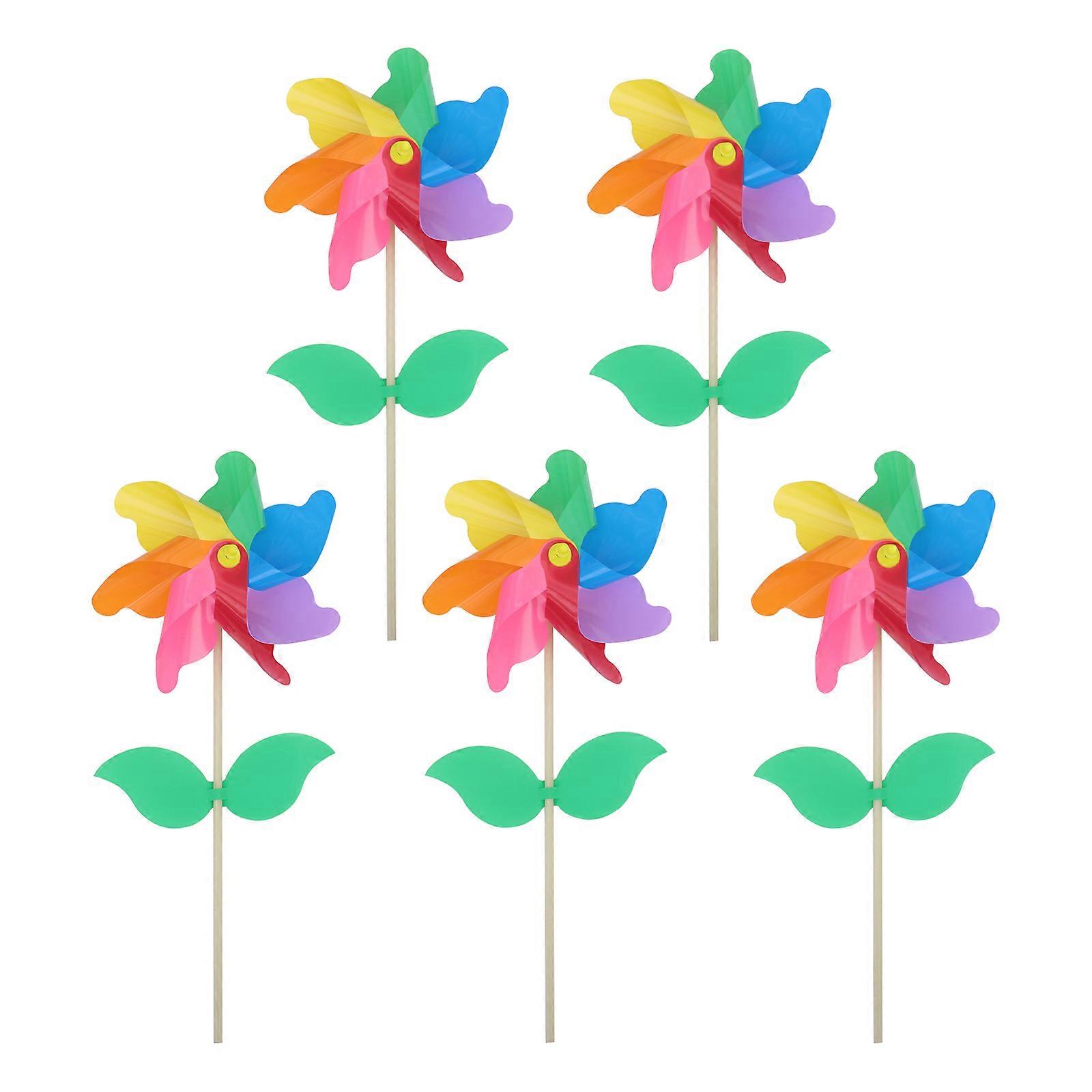 Assorted Color Windmill Props for Decor Lightweight Plastic Spinner Fan 5pcs