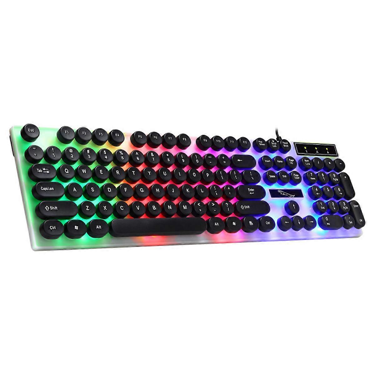 Wired Backlit Keyboard Usb Keyboard Practical For Outdoor Use Round Key 1Pcs Black