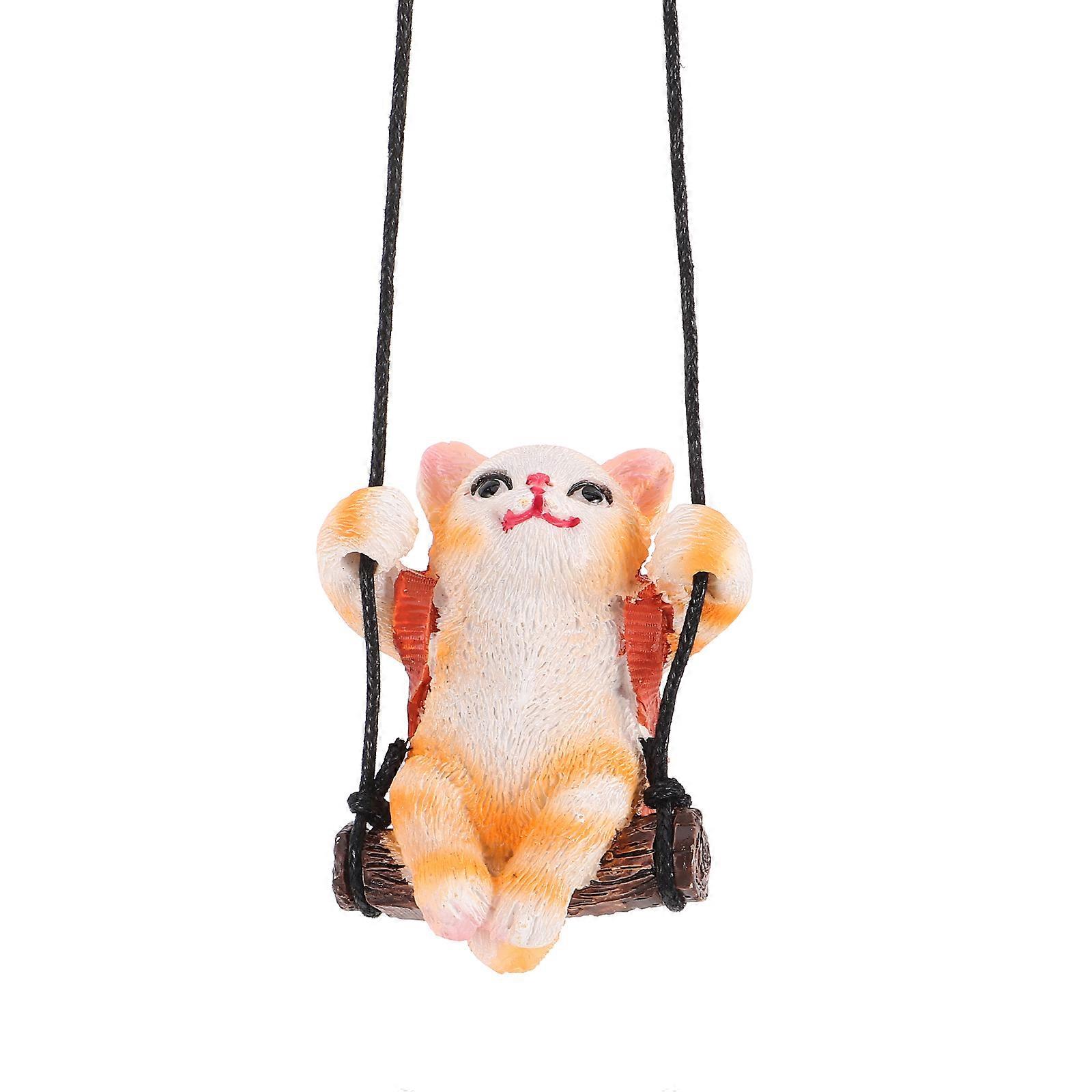 Adorable Cat Shaped Rearview Mirror Ornament Durable Hanging Car Decoration Interior Accessory