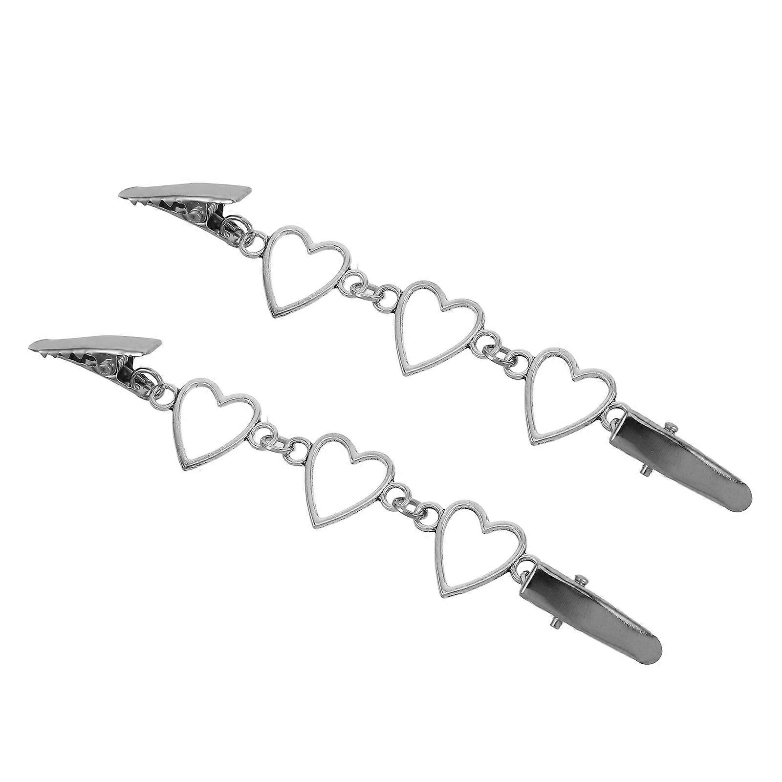 Shawl Clip Vintage Heart Sweater Clips Casual Formal Occasions Collar Holder Silver 2Pack