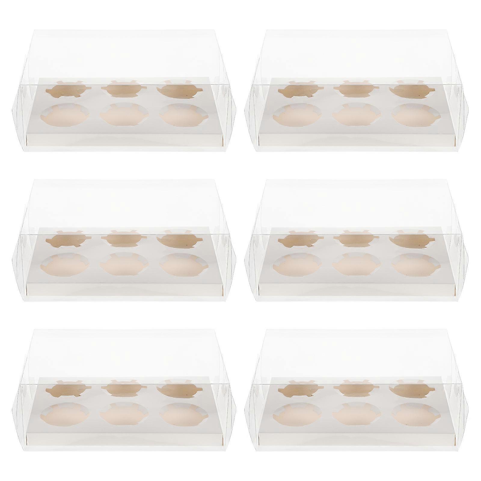 6pcs Transparent Dessert Cake Boxes Portable Cake Packaging Boxes Organizers