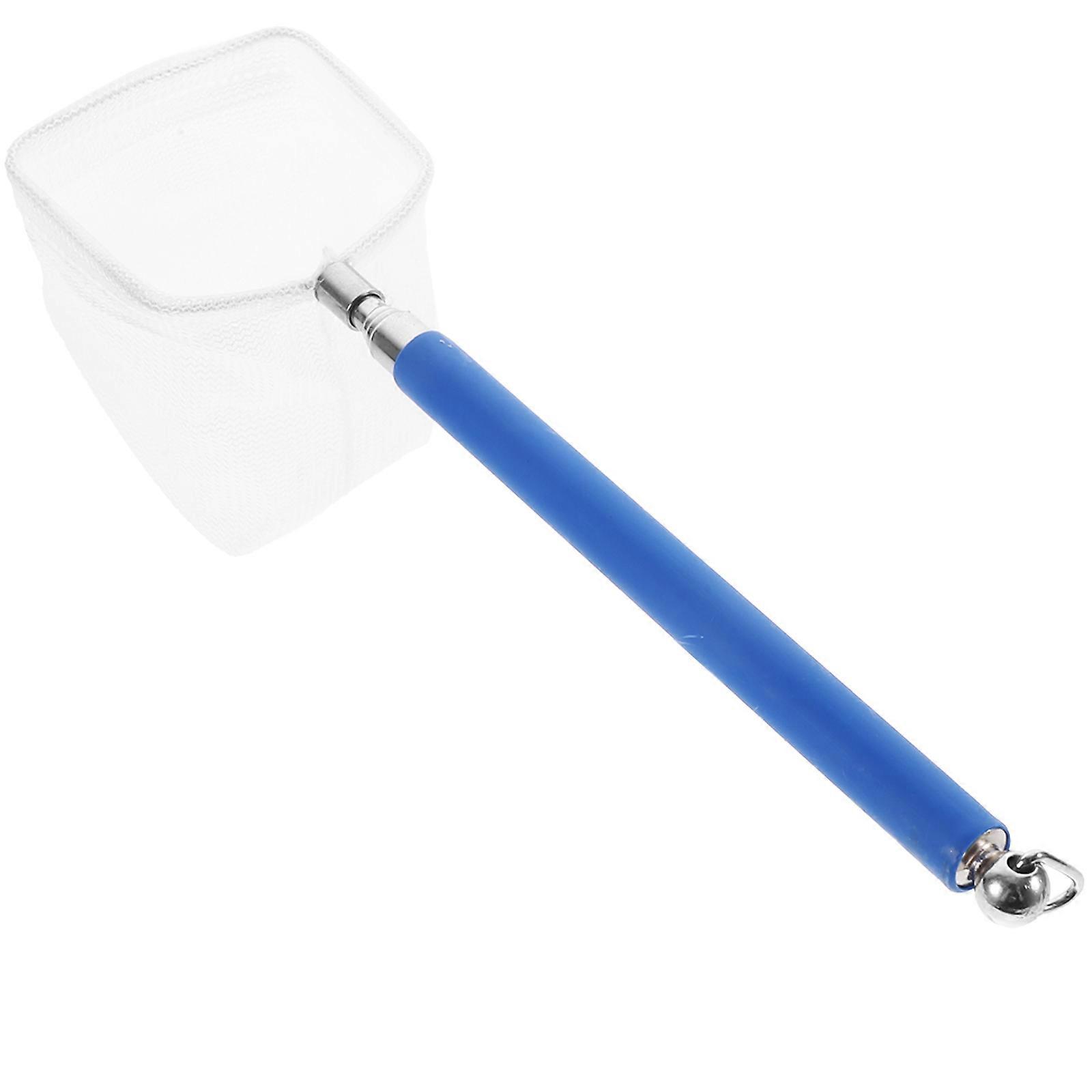 Blue Telescopic Shrimp Net with Adjustable Handle for Aquarium Use Stainless Steel and Mesh Cloth