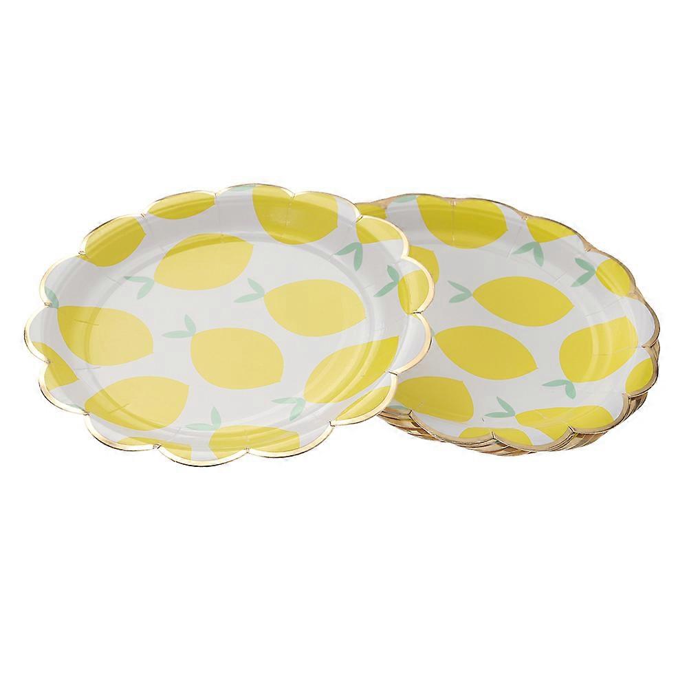 Lemon Themed Paper Plates For Party Hosts 9 Inches Round Creative Tableware 20Pcs