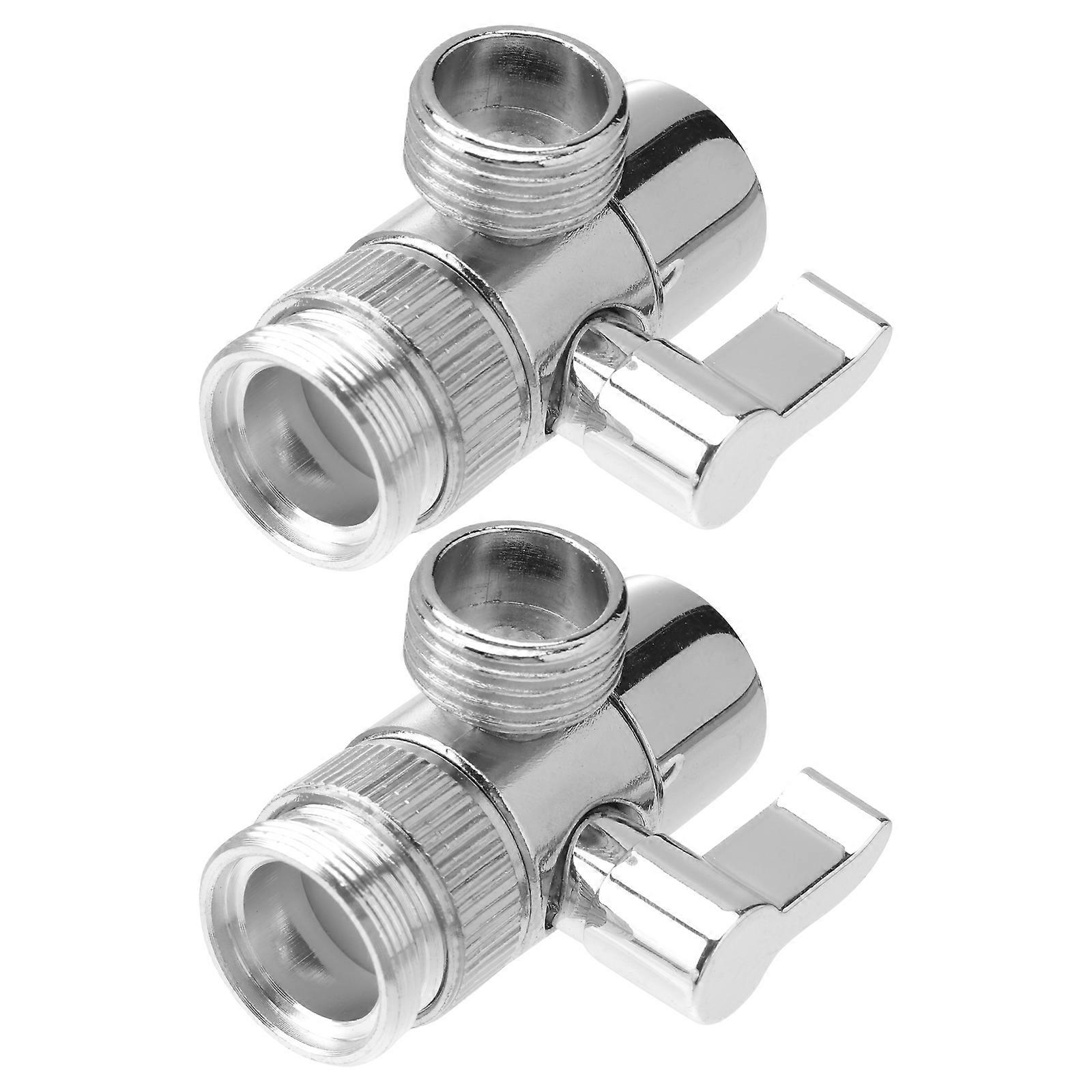 2pcs Shower Diverter Valve Adapter for Bathroom Faucet Splitter – Corrosion Resistant, High Performance, Modern Silver Finish
