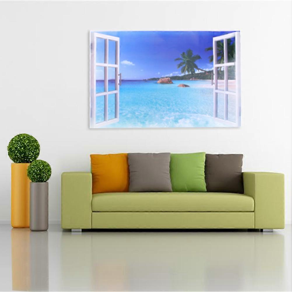 3D PVC Wall Sticker Ocean Sea Sandy Beach Pattern