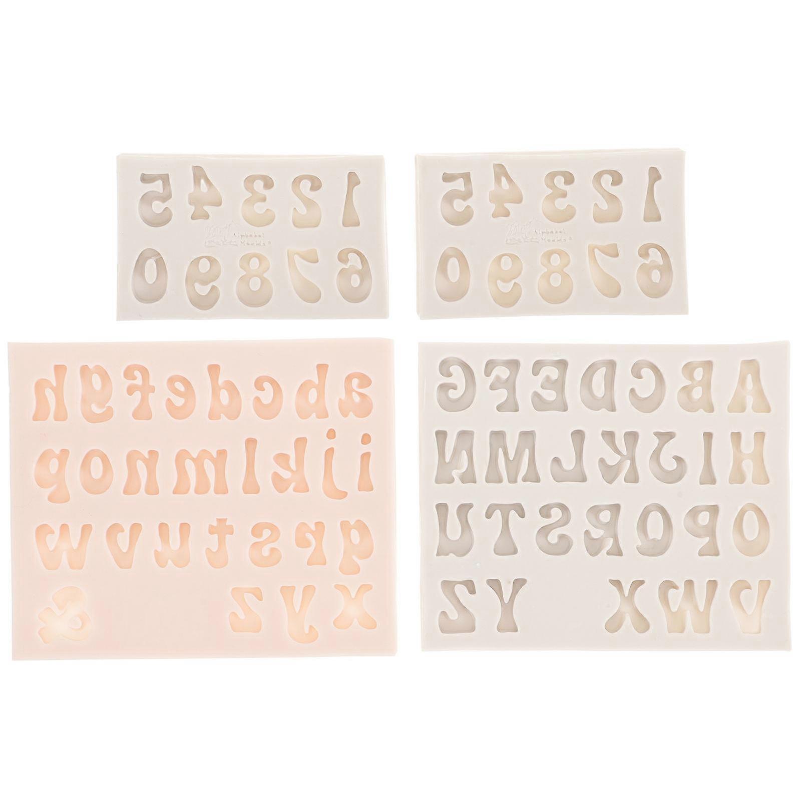 Baking Supplies Alphabet Number Pattern Silicone Mold Home Use Grey 4Pcs