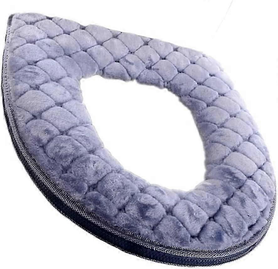 2 Pack Bathroom Toilet Seat Cushion, Soft Toilet Seat Cover Heated Washable Toilet Seat Cover with Zipper Reusable Mat, Gray
