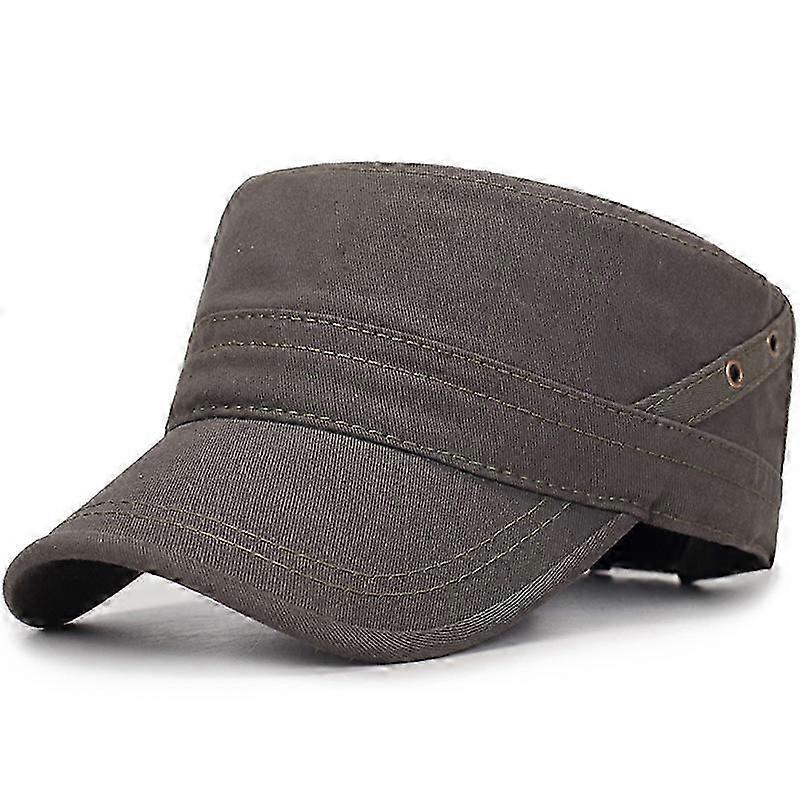 Men's Flat Cap with Two Holes on the Side Adjustable Baseball Cap (dark brown)