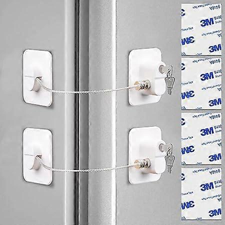 2 Pack Child Safety Refrigerator Locks, No Drilling, Refrigerator Locks with Keys