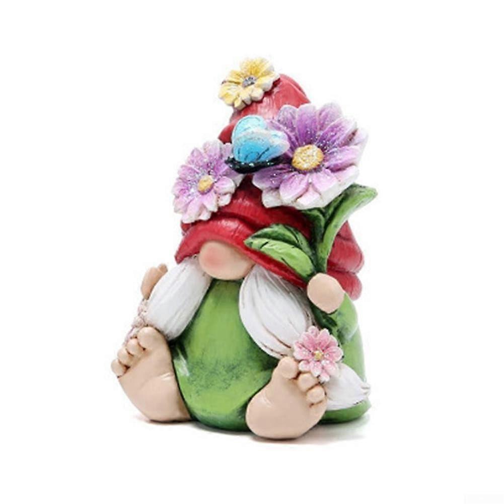 Gartenzwerg Harz-Statue 12,5 x 9 x 8 cm für Innen- und Außenbereich, Rote Kappe, Deko-Zwergskulptur für Terrasse und Rasen