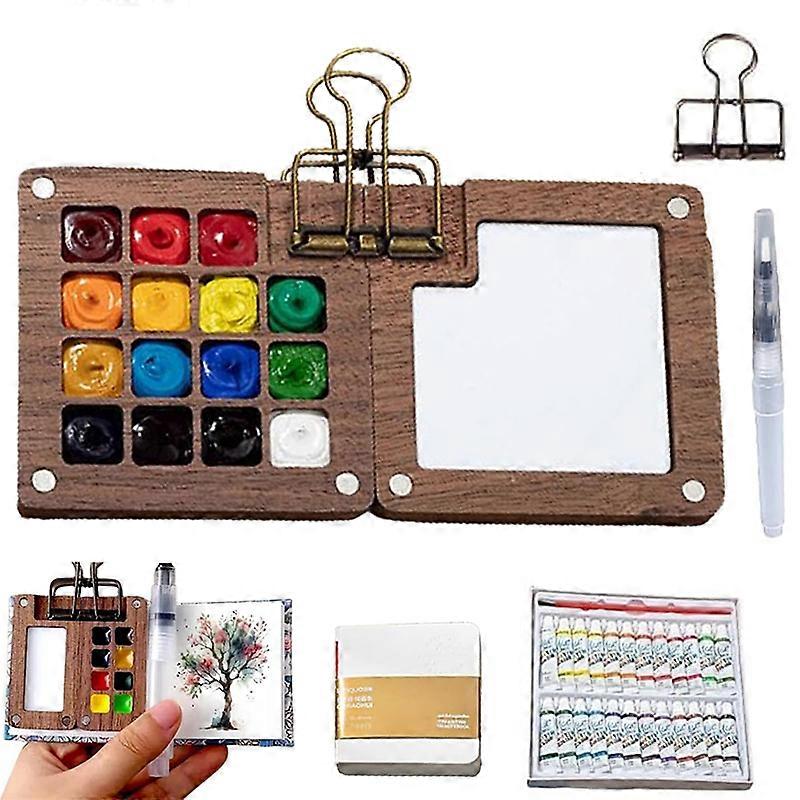 Mini kit d’aquarelle, ensemble d’aquarelle de poche d’artiste, ensembles de peinture aquarelle, ensemble d’aquarelle de voyage avec 24 peintures de couleur