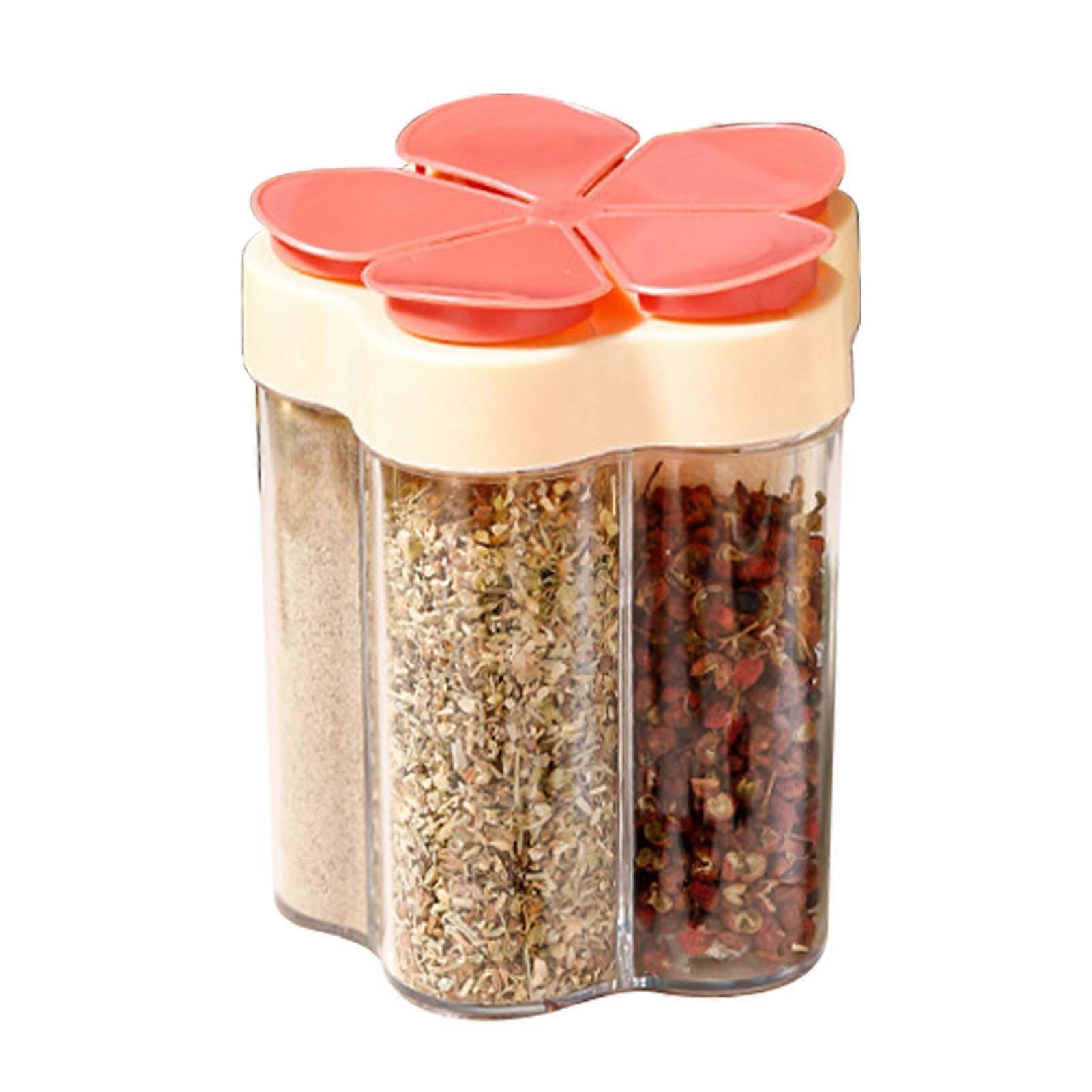 5 in 1 Travel Spice Containers Airtight Seasoning Condiment Containers Portable BBQ Picnic Orange
