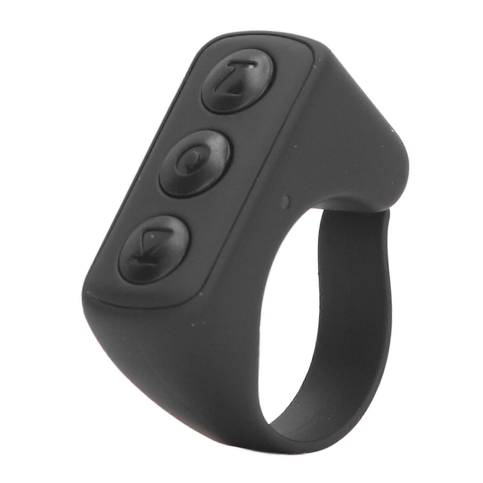 Remote Control Scrolling Ring Bluetooth APP Page Turner ABS Camera Remote Shutter Selfie Button with Charging Case for Cell Phone Black 
