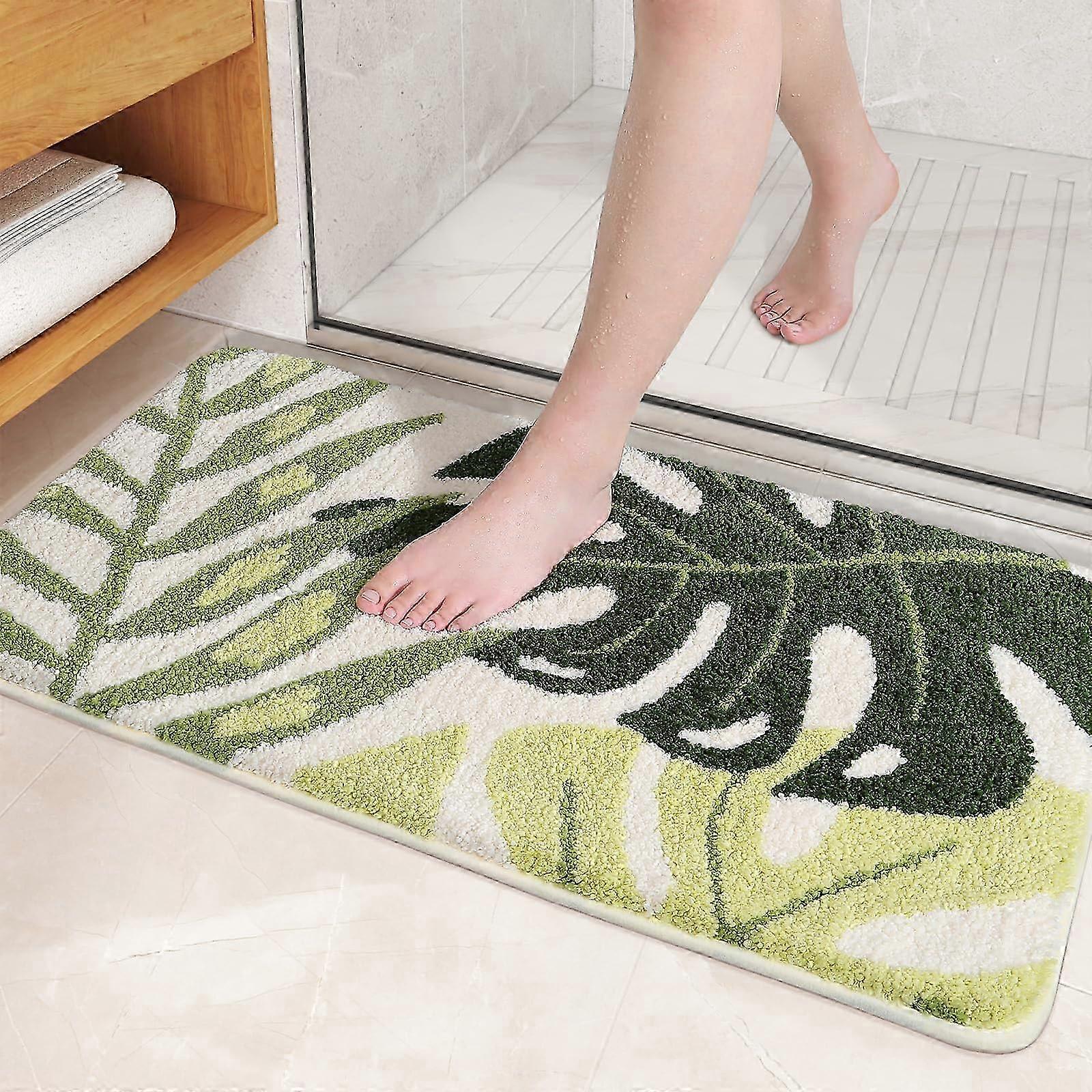 Cute Leaf Bath Mat for Bathroom Shower - Absorbent, Non-Slip, Soft, and Quick-Drying Design