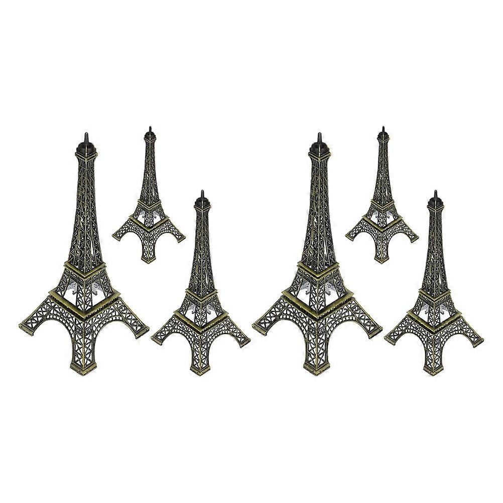 Eiffel Tower Toy Vintage Eiffel Tower Statue Mini Eiffel Tower Home Decoration Dark Brown Zinc Alloy 6Pcs