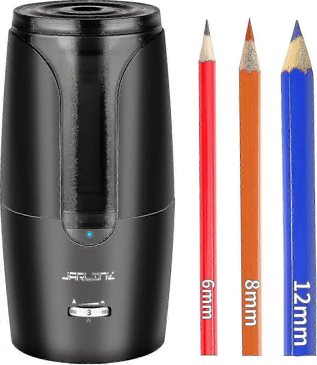Portable Electric Pencil Sharpener Suitable for 6-12mm Pencils - Featuring Auto-stop Function - Ideal for School Classroom Use - Black Color