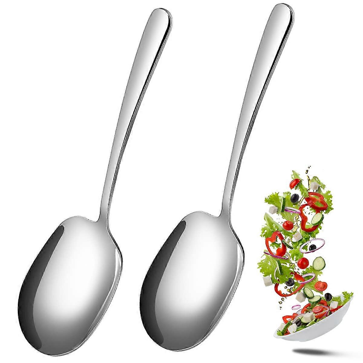 Stainless Steel Serving Spoons Set of 2 with Long Handles for Salad, Large Serving Spoon, Cutlery, Tablespoons