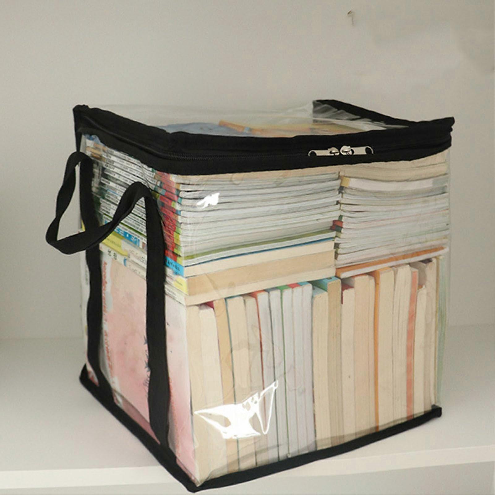 Waterproof Book Storage Bags with Transparent Design, Large Capacity for Books, Documents, Materials, Organization (L)
