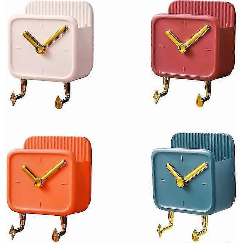 4Pcs Self Adhesive Remote Control Storage Box, Wall Mounted Organizer Box with Hook, Wall Mounted Remote Control Holder for Media Organizer