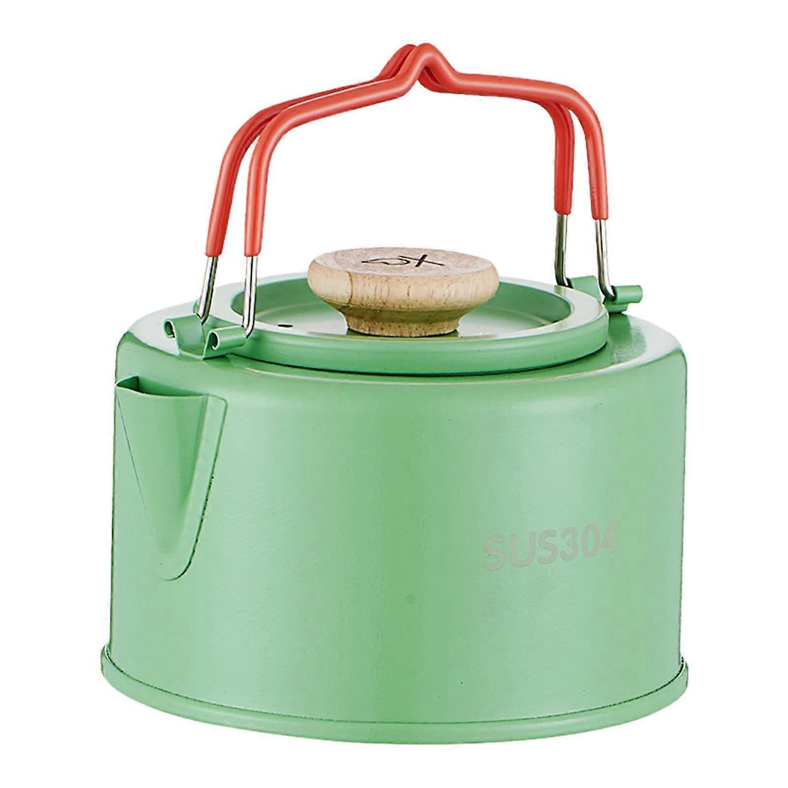 Camping Kettle 1100ml Portable Teapot Green With Heat Resistant Handle For Stove Top Tea Kettle