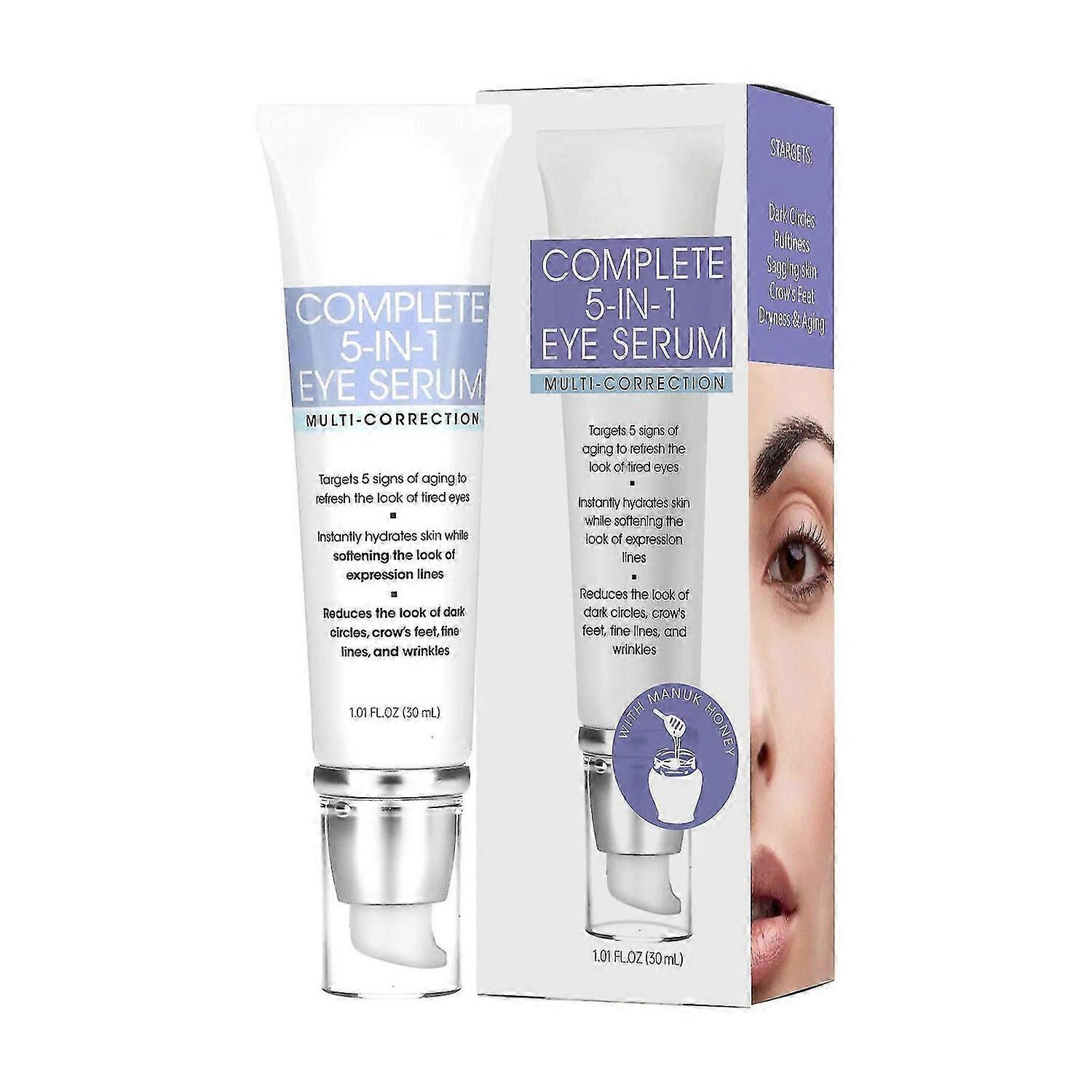 Complete 5-in-1 Eye Serum, Multi-Correction Treatment for Dark Circles, Crow's Feet, Fine Lines & Wrinkles, Instant Hydration & Anti-Aging Formula