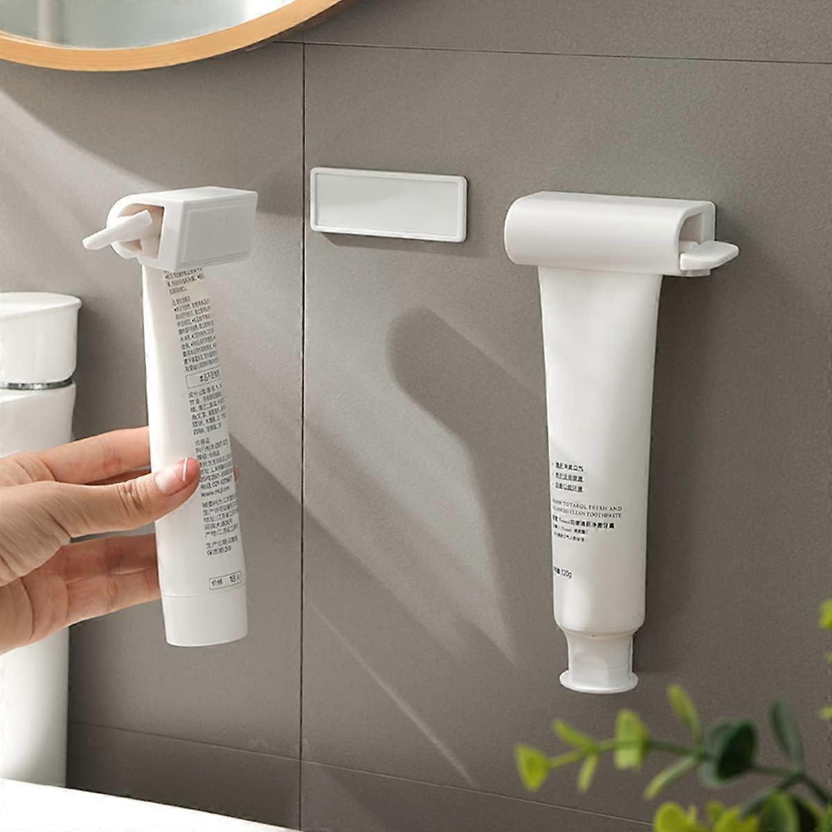 AURA 2-Piece Toothpaste Squeezer ,Save Toothpaste ect - Premium Plastic Tube Squeezer for All Tubes, Practical Tool for Bathroom. (White)