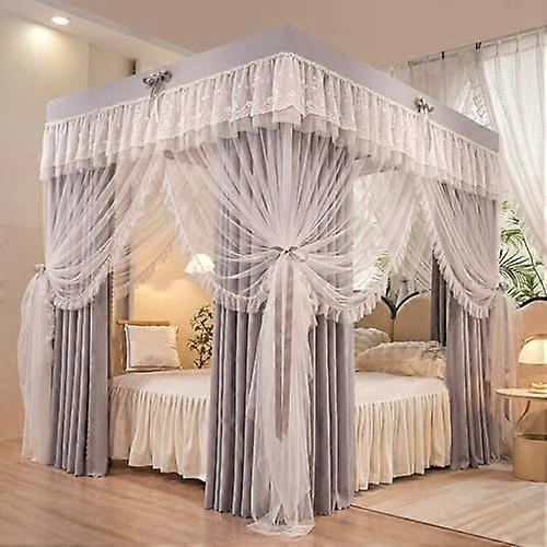 Princess mosquito net, canopy curtain, doublelayered, solid color, gray full