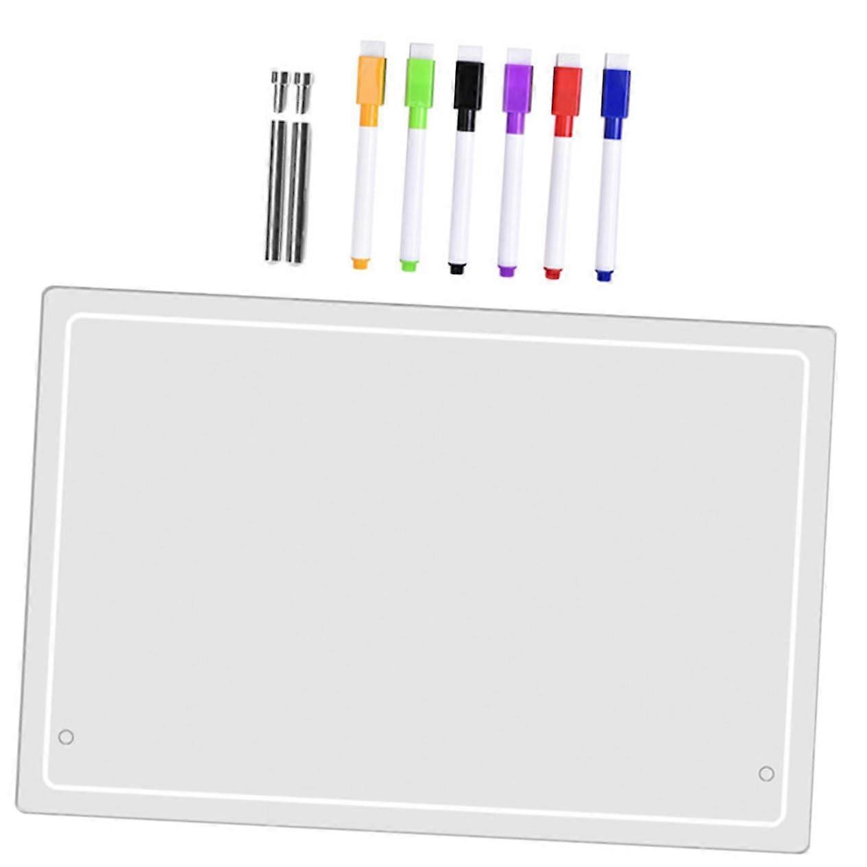 1Set Acrylic Memo Note Board Transparent Writing Board with Pen Multifunctional Notepad for Home Office and School Includes Push Pins