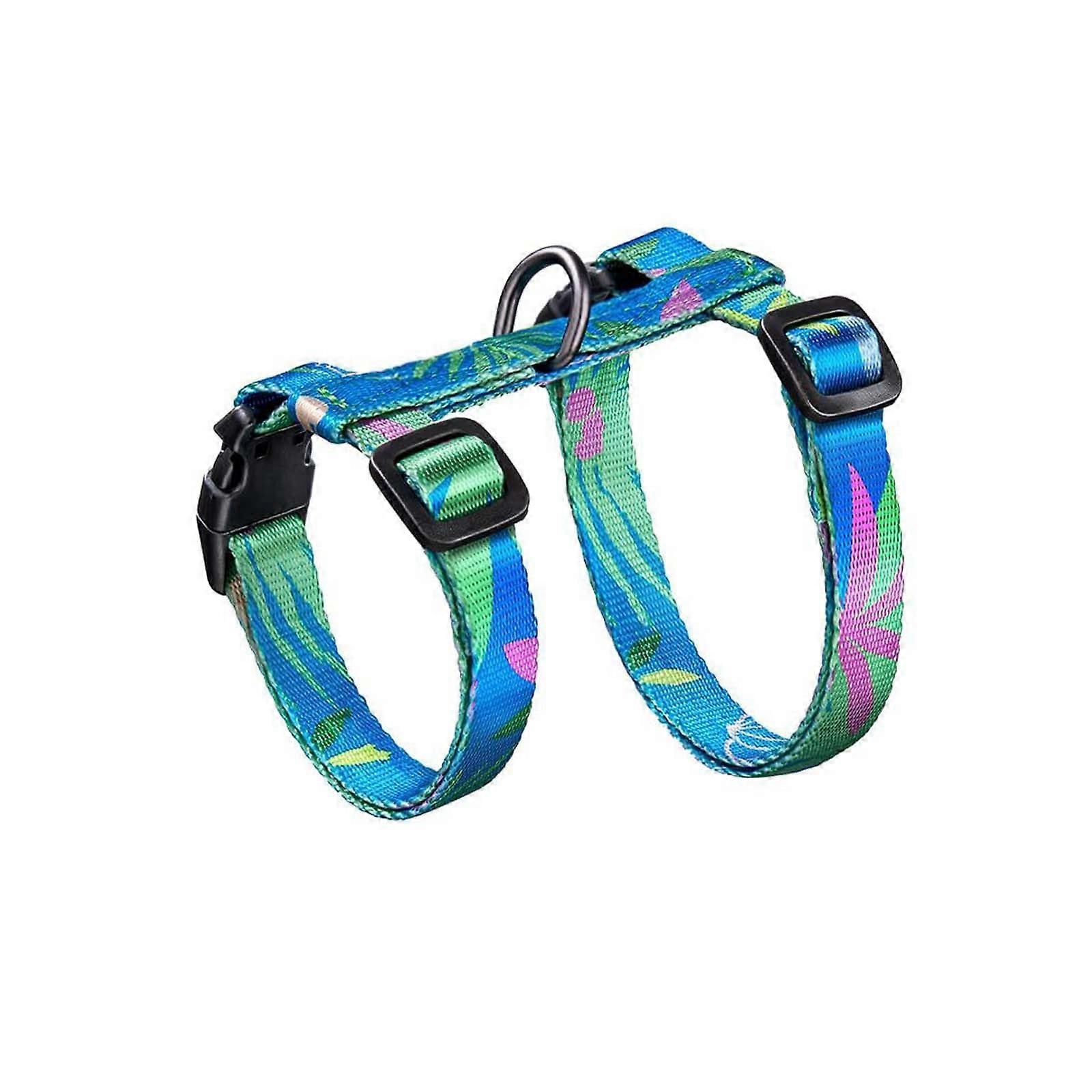 Adjustable Nylon Cat Harness with Leash, Cat Leash Harness Kitten Collar, Soft Cat Gear for Kittens Puppies Rabbits (Blue)