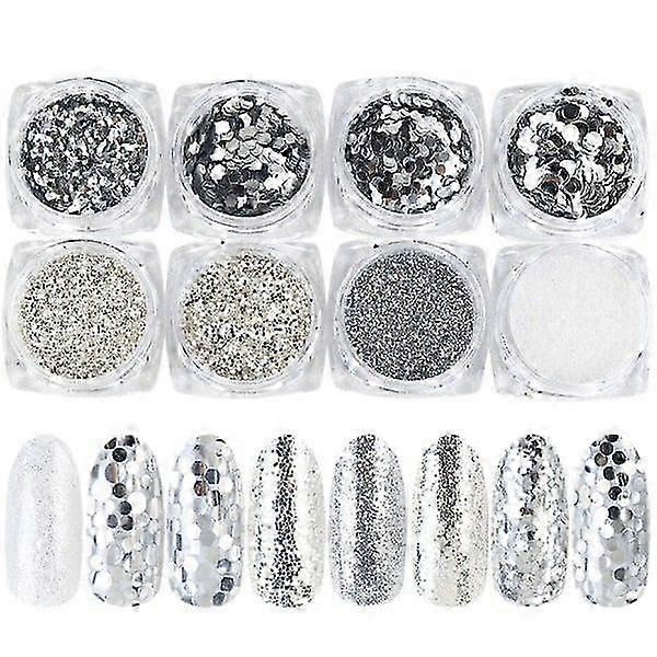 8 pcs multicolour nail glitter decorations