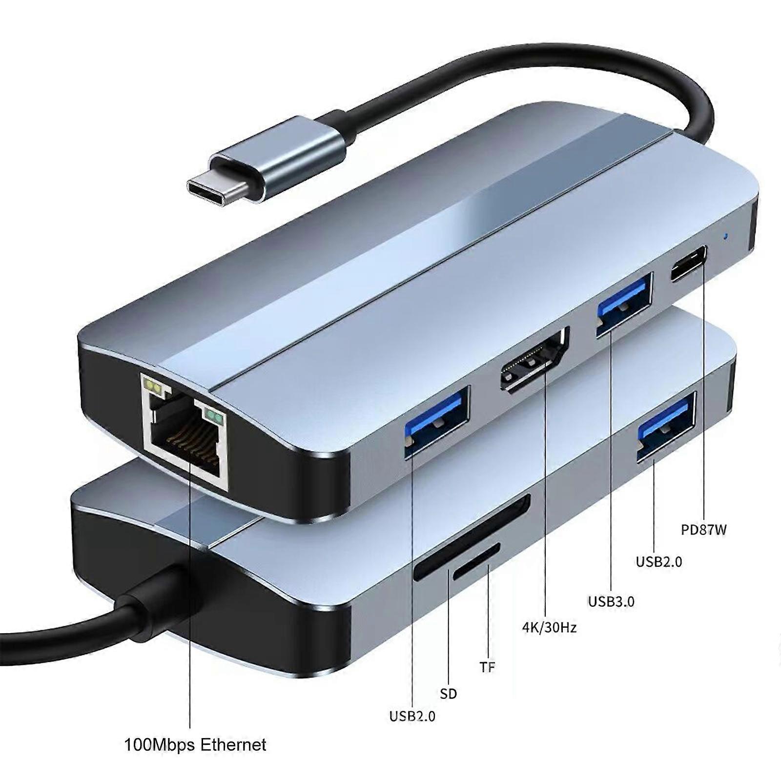 2205 8-in-1 USB-C Hub: 4K HDMI, 87W PD, Ethernet, SD/TF, USB3.0 for Laptops/Tablets